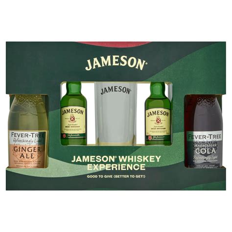 jameson whisky tesco Ingredients: 50ml Jameson Irish whiskey 1 bottle ginger ale 1 lime How to mix: Fill a high ball glass with ice, pour in a shot of Jameson, top up the glass with a good quality bottled ginger ale, stir briefly to mix, take a large wedge of lime, give it a squeeze and drop it into the glass