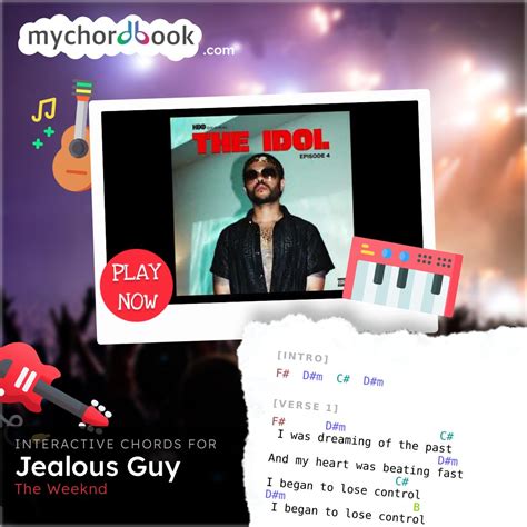 jealous guy the weeknd chords  The Weeknd - Jealous Guy (Remastered)(John Lennon Cover) (The Idol Soundtrack) Chords----- STANDARD TUNING| ----- ----- Intro | A-F#m-E-E7-F#m-G#m----- ----- Verse 1| ----- A F#m E-E7 i was dreaming of a past F#m-F#m7 and my heart was beating fast E i began to lose control F#m D i began to lose control ----- Chorus | ----- A G D i didn't mean to hurt you A G C i'm sorry that i made you cry A A/G# F#m E oh no i didn't mean