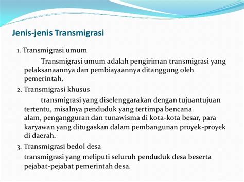 jenis transmigrasi  Transmigrasi umum