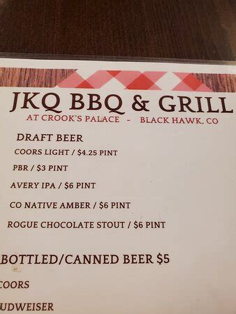 jkq bbq menu  JKQ BBQ - BBQ Restaurant located in the Historic Crooks Palace JKQ BBQ, Black Hawk, Colorado