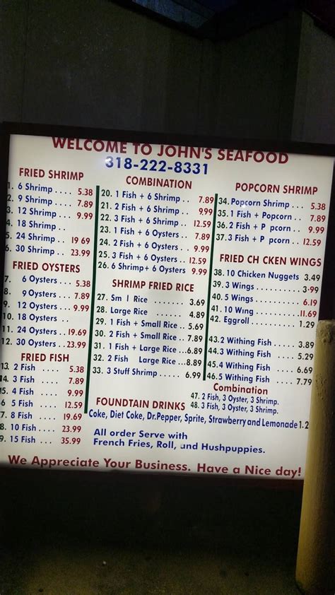 john's seafood shreveport menu com