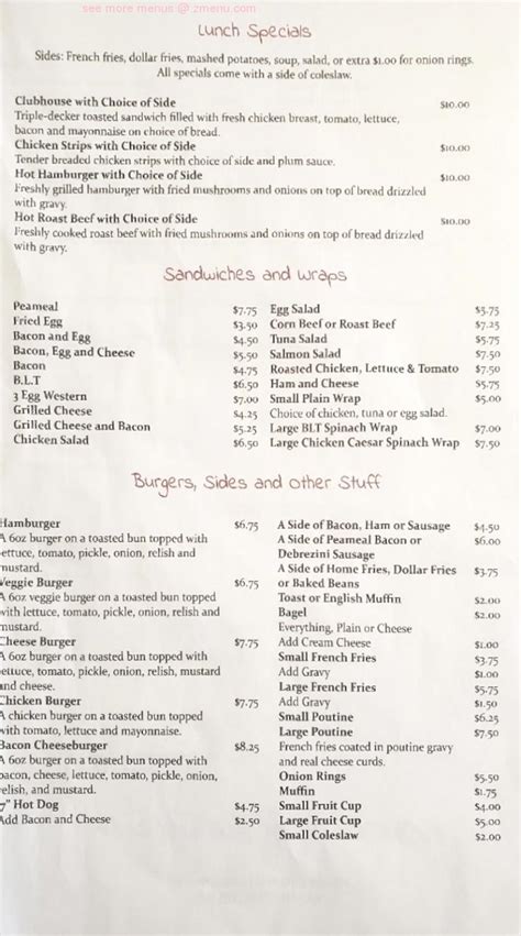 kaileys kafe infoThe actual menu of the Presqu'ile Park Place