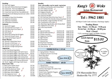 kang's woks asian restaurant reviews  View menu on the restaurant's website Upload menu