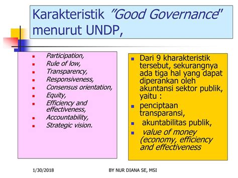 karakteristik good governance menurut undp  1) Adanya partisipasi masyarakat