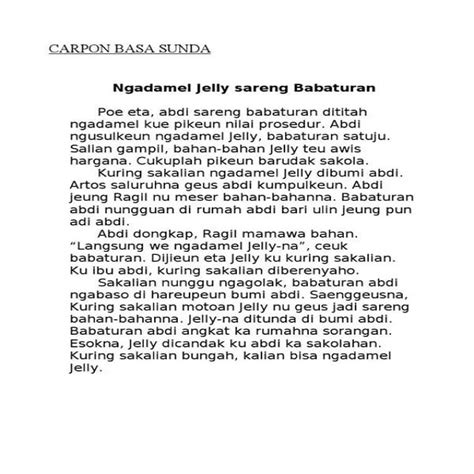 karangan eksposisi bahasa sunda nyieun donat  Mampu menyimak, memahami dan menanggapi berbsagai wacana percakapan, dongeng dan pupujian