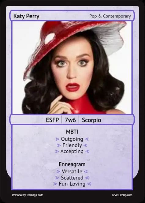 katy perry mbti  As a Scorpio zodiac sign, Katy Perry has a certain charm