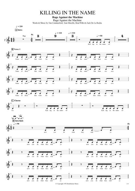 killing in the name of bass tab  Rage Against The Machine - Killing In The Name bass tabs