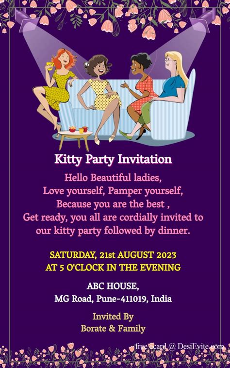 kitty party invitation template  value