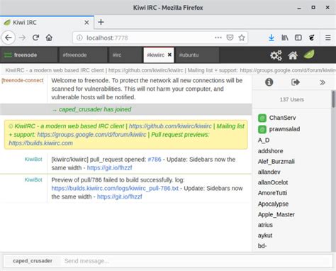 kiwi irc apropo chat de in March 2023