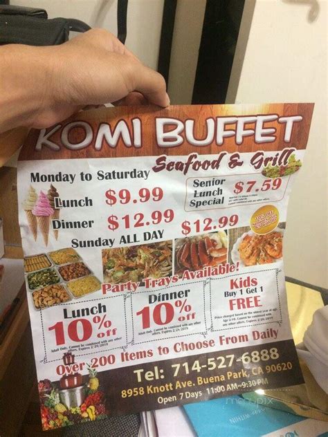 komi buffet menu Page 2 of 2 KID'S SPECIAL For only under 12 of age chicken 13 shrimp 14 n