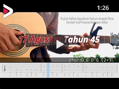 kunci gitar 17 agustus tahun 45 Selain lagu 17 Agustus, Husein Mutahar juga menciptakan lagu nasional lainnya seperti Syukur, Hymne Pramuka, dan Dirgahayu Indonesia