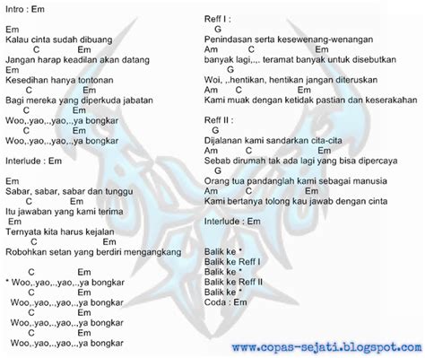 kunci lagu bongkar  Senin, 27 juli