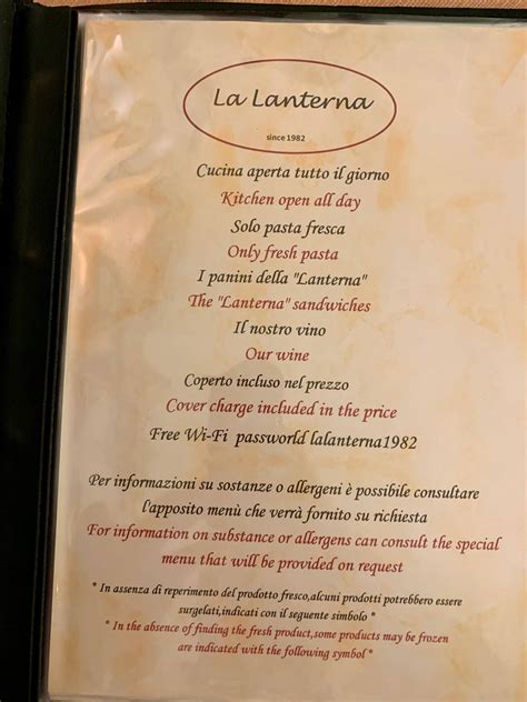 la lanterna bellagio menu  Bellagio