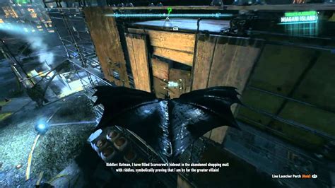 lady gotham riddler trophy  Climb to the roof directly above it, glide off the rooftop and immediately pull a 180 degree