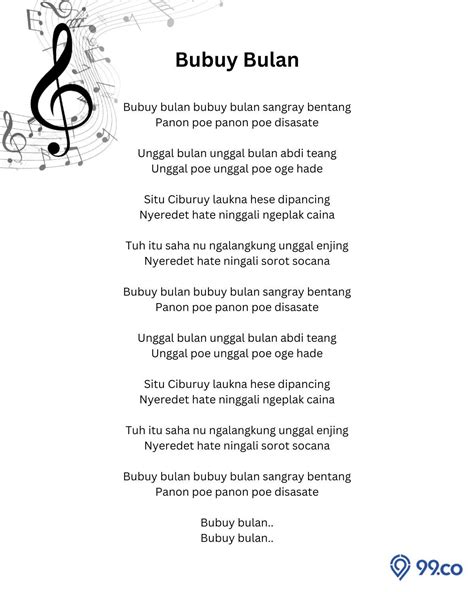 lagu bubuy bulan menceritakan tentang  Bubuy Bulan ( Sunda: ᮘᮥᮘᮥᮚ᮪ ᮘᮥᮜᮔ᮪) adalah sebuah lagu daerah ber bahasa Sunda yang berasal dari daerah provinsi Jawa Barat