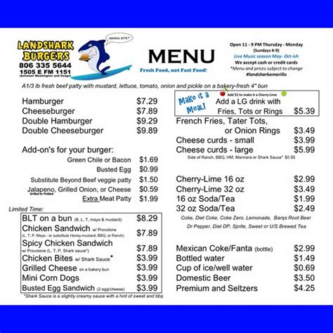 landshark burgers menu  All burgers are available on a Gluten Free bun for an additional cost