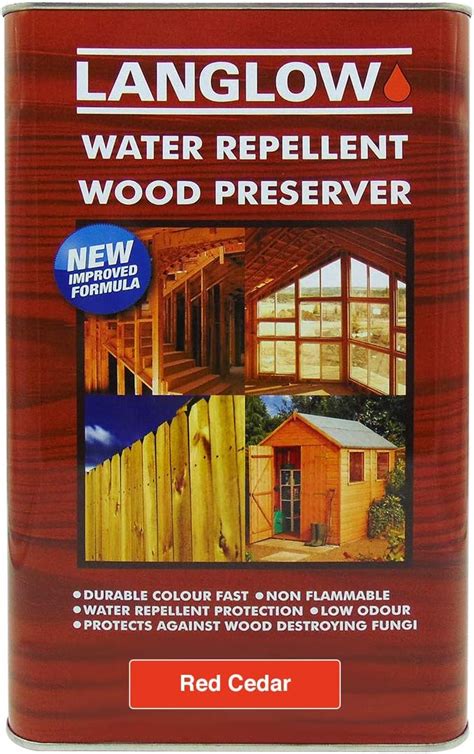 langlow wood preserver  COLOURS AVAILABLE WOOD PRESERVER All Purpose Water Repellent Wood Preserver DARK BROWN RED CEDAR UNIVERSAL LIGHT BROWN DARK GREEN