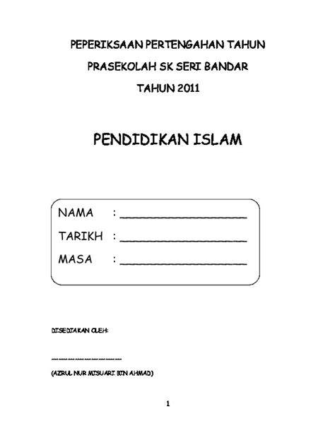 latihan pendidikan islam prasekolah pdf Modul Pendidikan Islam Prasekolah: Bidang Al-Quran dan Bahasa Arab