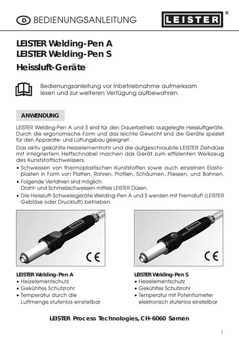 leister ch-6060 sarnen manual  Leister CH-6060 Hotwind Type S Hot Air Blower Welder 380-440V 4000-5400 Watt