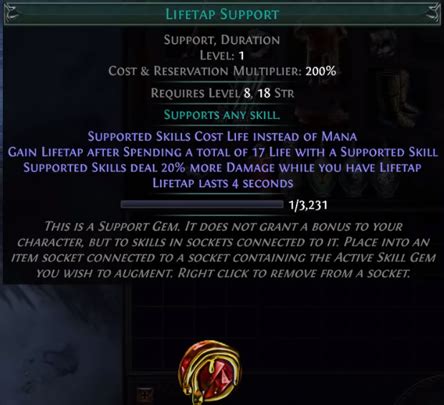 lifetap support  You can replace it with Life Gain on Hit Support if they're already Maimed