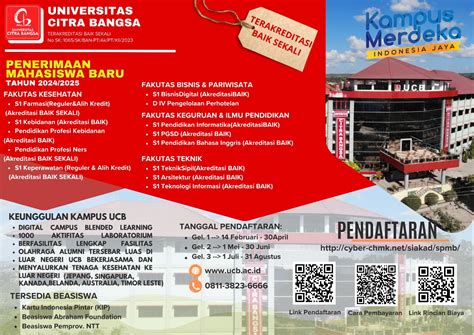 link pendaftaran universitas citra bangsa kupang 2023  Berkuliah di Universitas citra bangsa