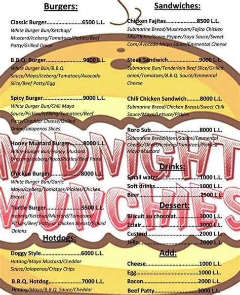 ljs midnight munchies menu  hello@ljmunchies