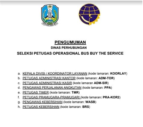 loker dishub Informasi lowongan kerja dari Dishub Jateng ini bisa diikuti baik lulusan SMP, SMA, D3 hingga S1 dnegan batas usia maksimal 45 tahun