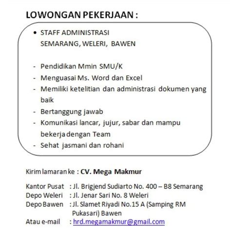 loker pabrik di kic semarang  (024) 6590650, (024) 6590651, (024) 6590652