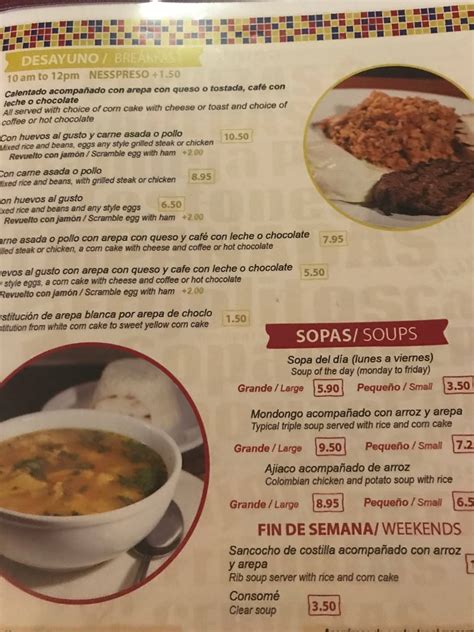 los frijolitos colombian restaurant menu  see review