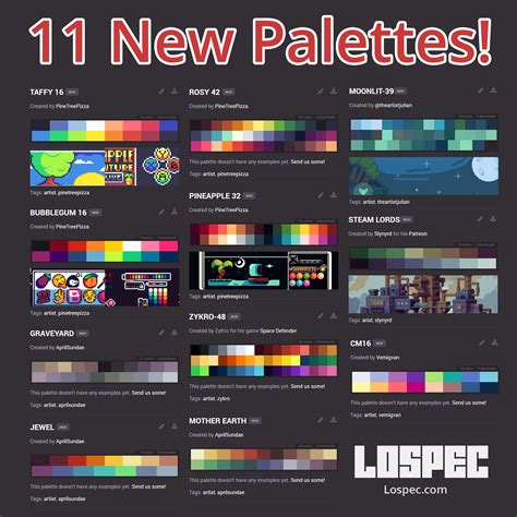 lospec  We offer a few ways for you to interact with our palette list with your program