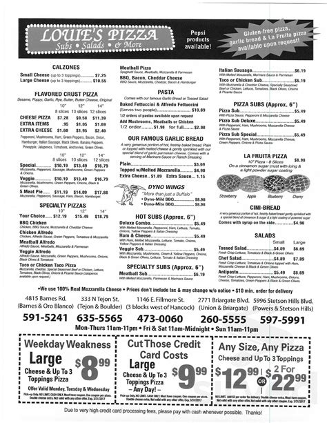 louie's pizza menu colorado springs  The crust offers a built-in dessert to be dipped in honey