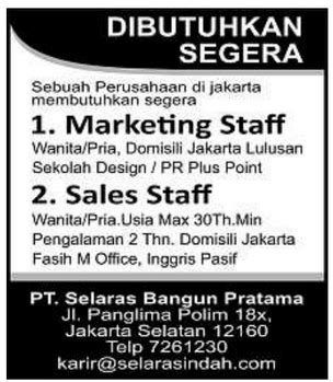 lowongan kerja iklan baris poskota hari ini Contoh Iklan Baris Lowongan Kerja Dan Penjelasannya – Banyak kita jumpai contoh iklan di koran atau majalah, misalnya di Poskota, Suara Merdeka, Kompas, dll