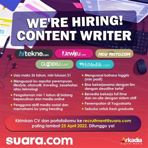 lowongan prompt writer  Pekerjaan Freelance Writer baru diposting setiap harinya