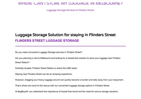 luggage storage flinders street station  To find a convenient luggage storage location near you, download the Bounce mobile app