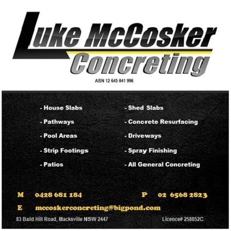 luke mccosker concreting  Local Concreters in Spicketts Creek NSW 11 Results for Concreters Near You