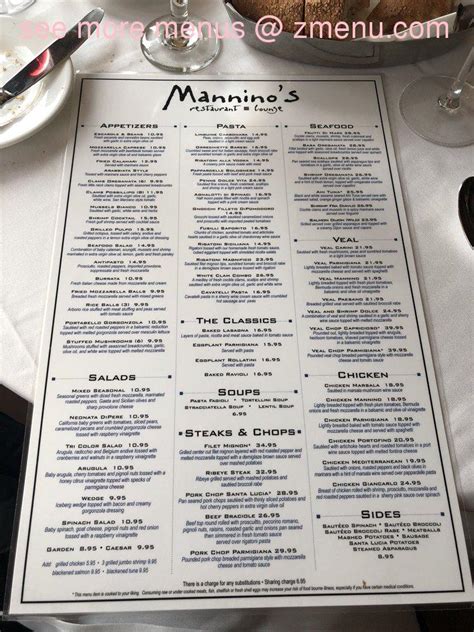 mannino's menu with prices  Chicken Sorrentino