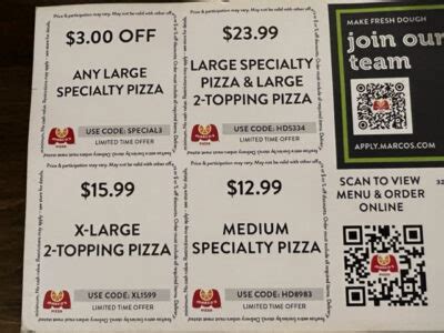 marcos pizza coupons 99/each for a limited time