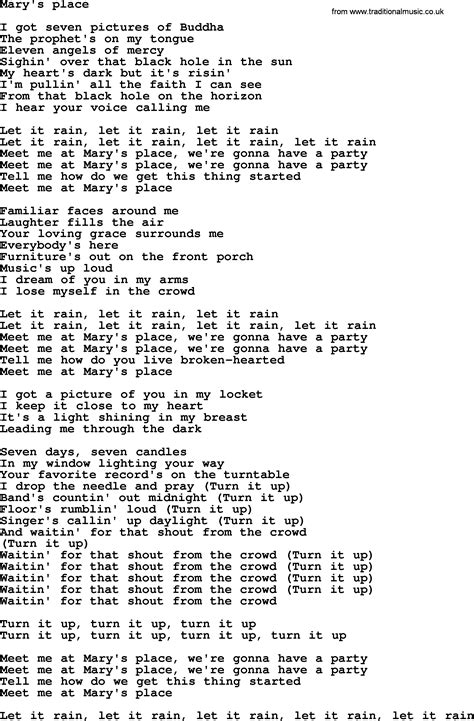 mary's place lyrics  Your kiss was taken from me