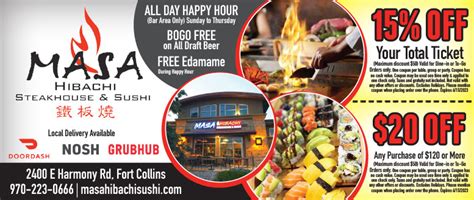 masa hibachi coupon  2:00 pm to 4 or 5 pm