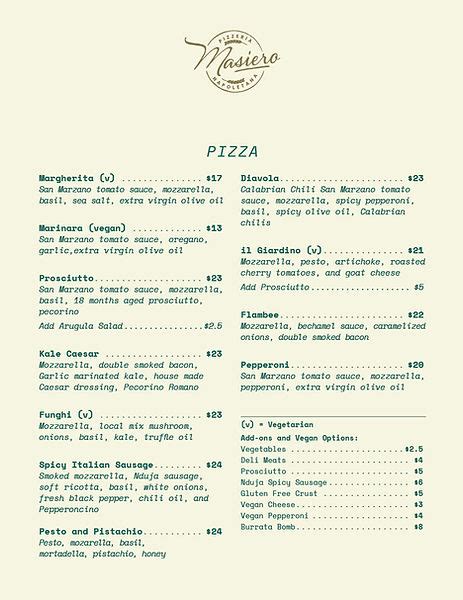 masiero pizza vernon menu  Add a photo