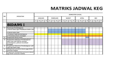 matriks jadwal kegiatan  Menyusun program kerja
