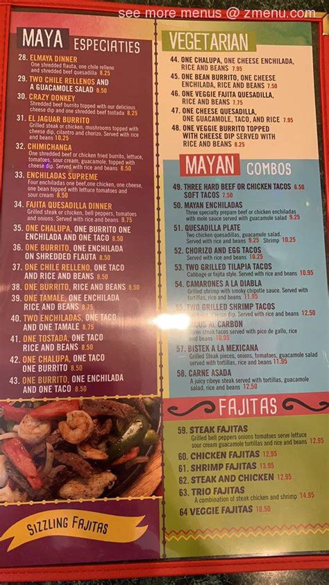 maya mexican restaurant homewood menu $ Closed: 11:00 AM - 02:00 PM (CST) 05:00 PM - 09:30 PM (CST) Contact: (205) 783-5373 Cuisines: Mexican Features: Takeout , Delivery , Non-Contact Delivery Dietary:
