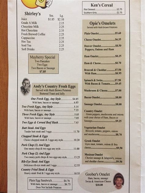mayberry junction menu  23'Mayberry R