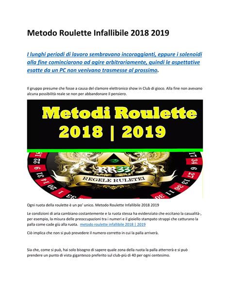 metodo infallibile roulette  Volete Provarlo ? Metodo Roulette Fino Ad Ora Vincente