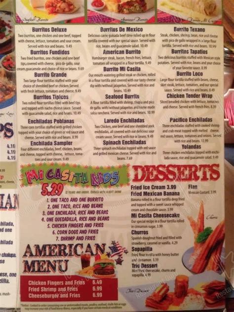 mi casita lillington menu  Mexican • Latin American • New Mexican