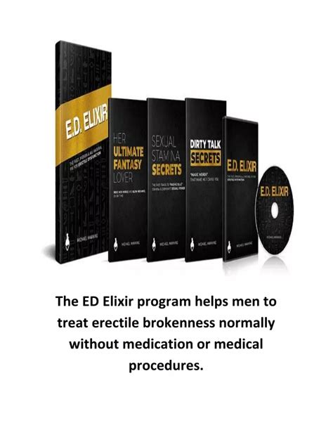 michael manning ed elixir  Low-intensity extracorporeal shock wave therapy is a safe treatment for men with erectile dysfunction and might work to improve, or even cure, ED in some patients