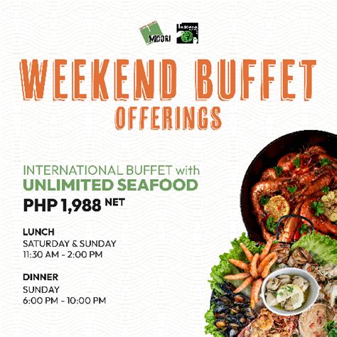 midori buffet price 2023 promo 99 per person depending on the meal time and day of the week