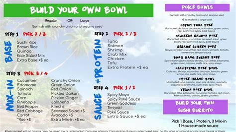 miguel's poke island menu  Although ahi (yellowfin) tuna is the most popular ingredient, other types of fish, and even octopus, can be used