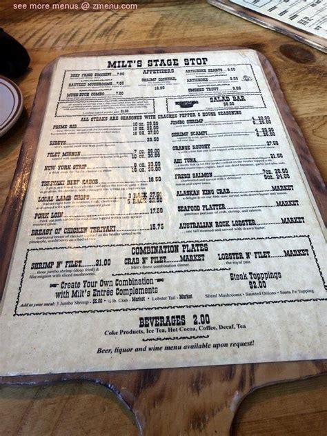 milt's stage stop menu  23801 S