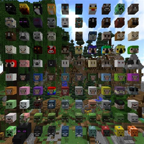 mob heads minecraft datapack 8+, the second one includes player heads which can be used in all Minecraft versions